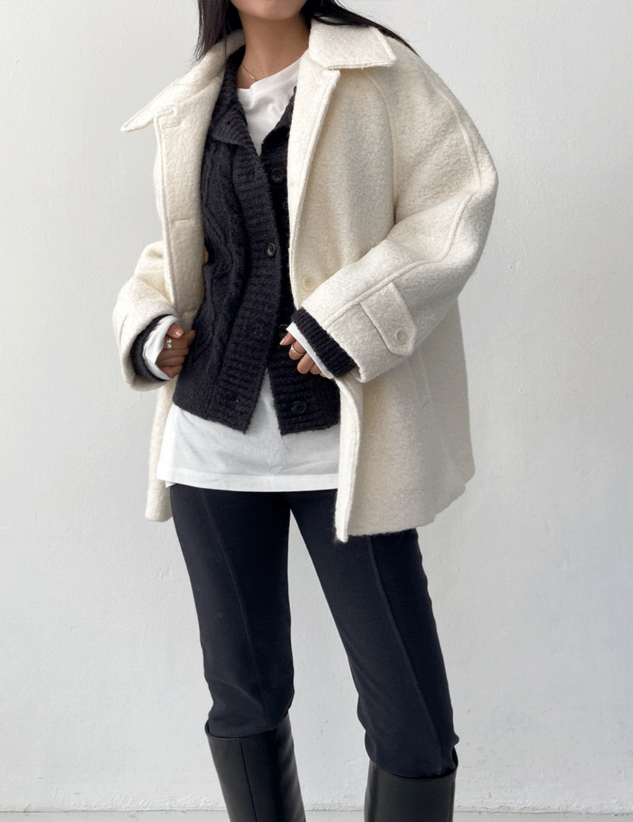 wool boucle half coat (2color)