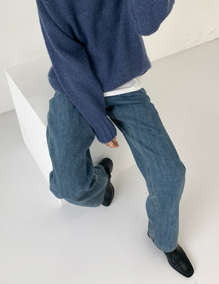 Wearable straight denim pants (2color)