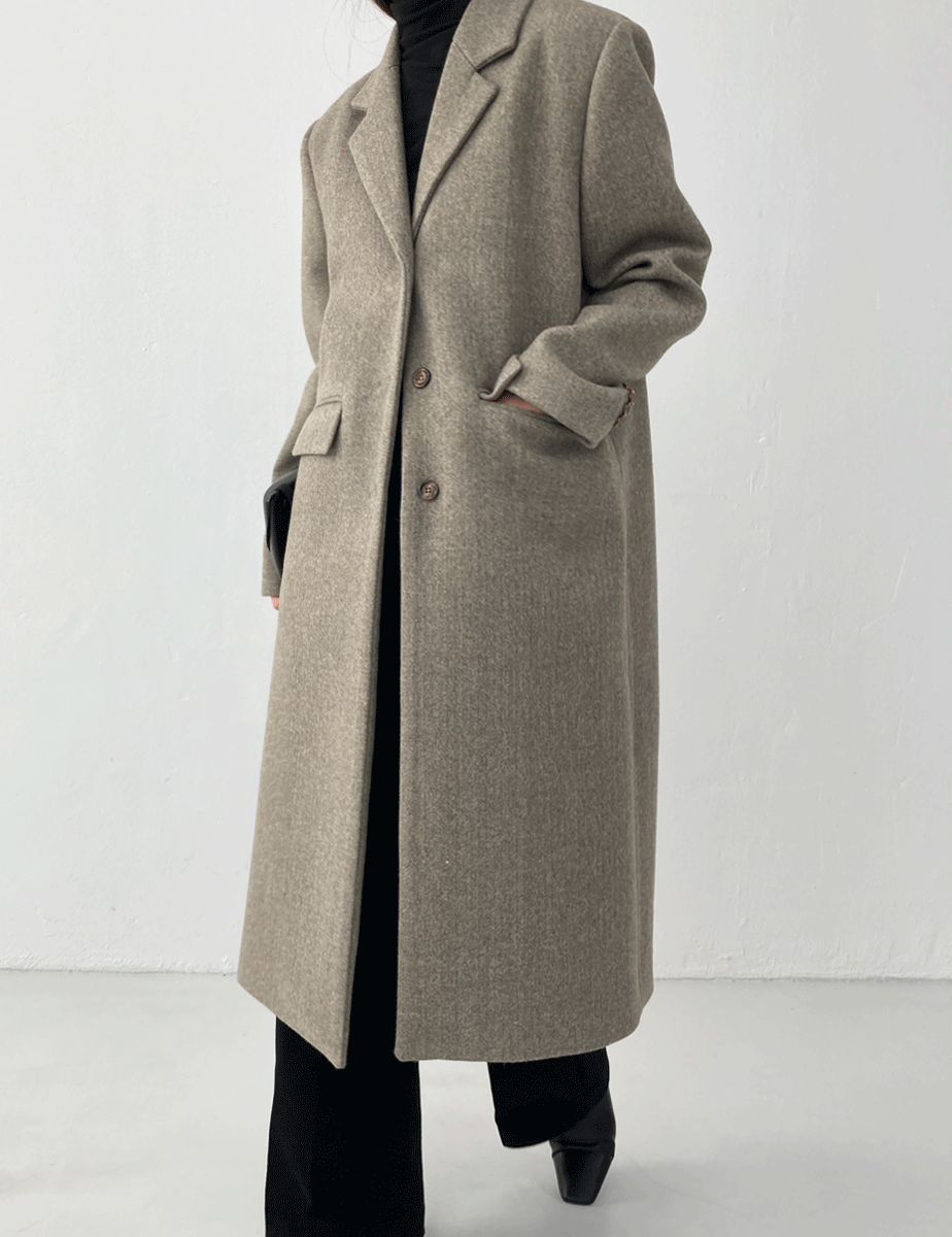 straight wool long coat (2color)
