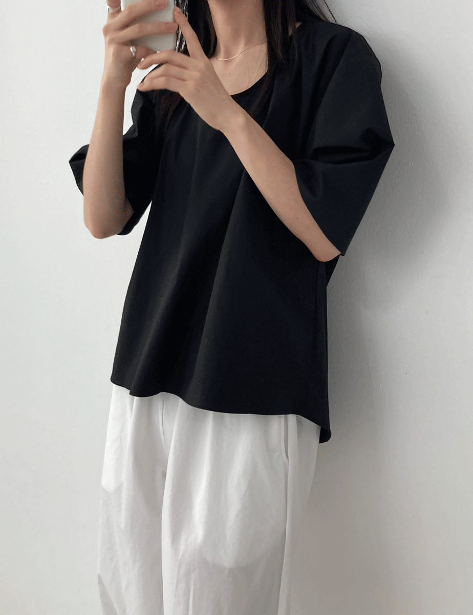 clean U-neck blouse (3color)