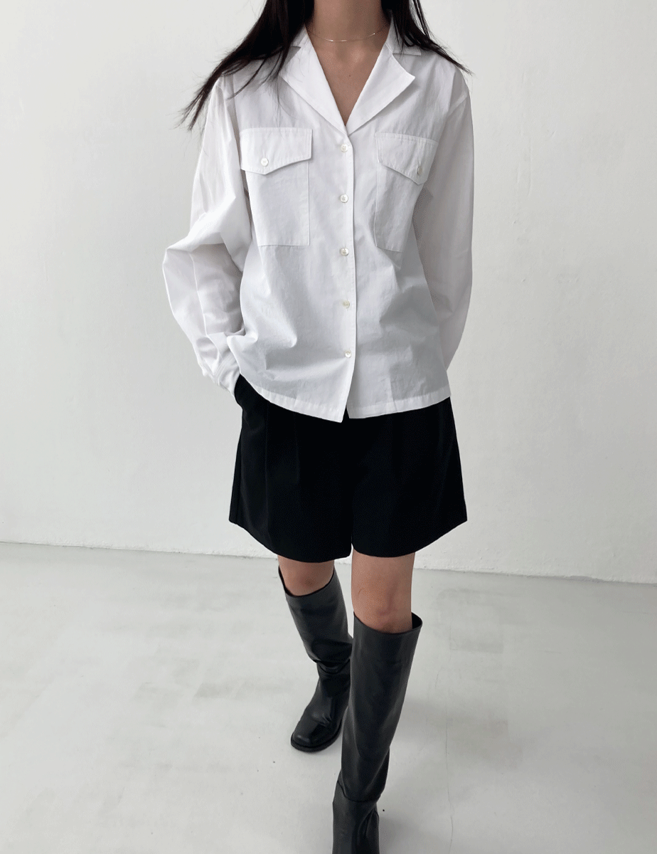 [아이당일] solid clean pocket blouse (2color)