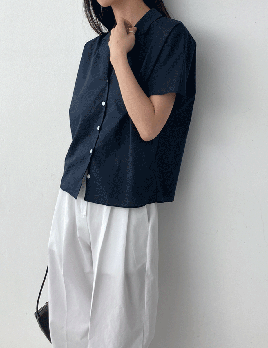 [네이비 당일] pure half sleeve blouse (3color)