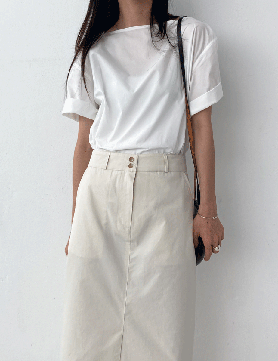square-neck cotton blouse (3color)