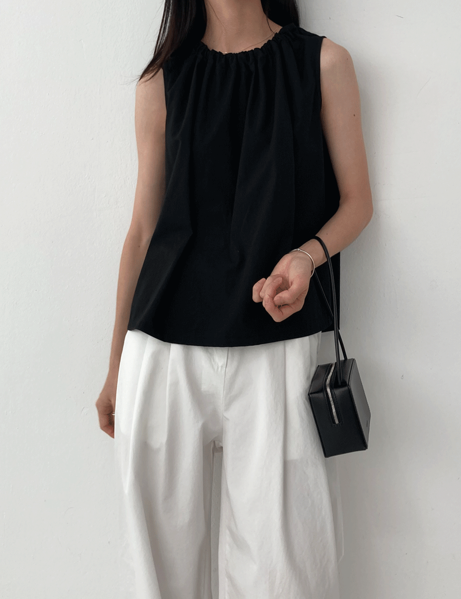 [블랙 당일] shirring sleeveless blouse (3color)
