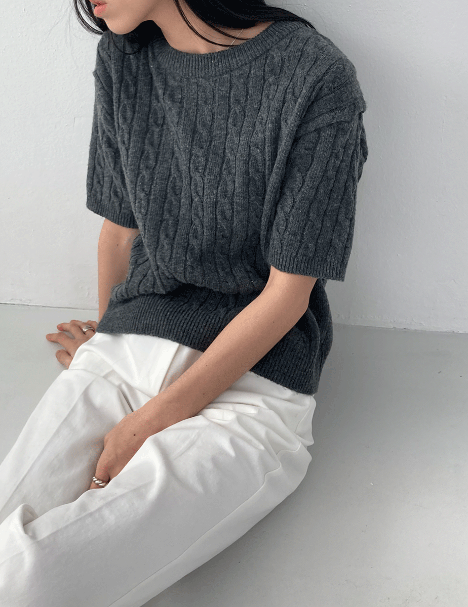 [reorder] twist half sleeve knit (4color)