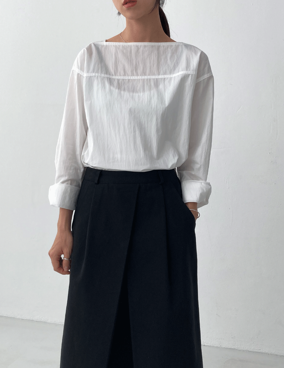 square-neck button blouse (3color)