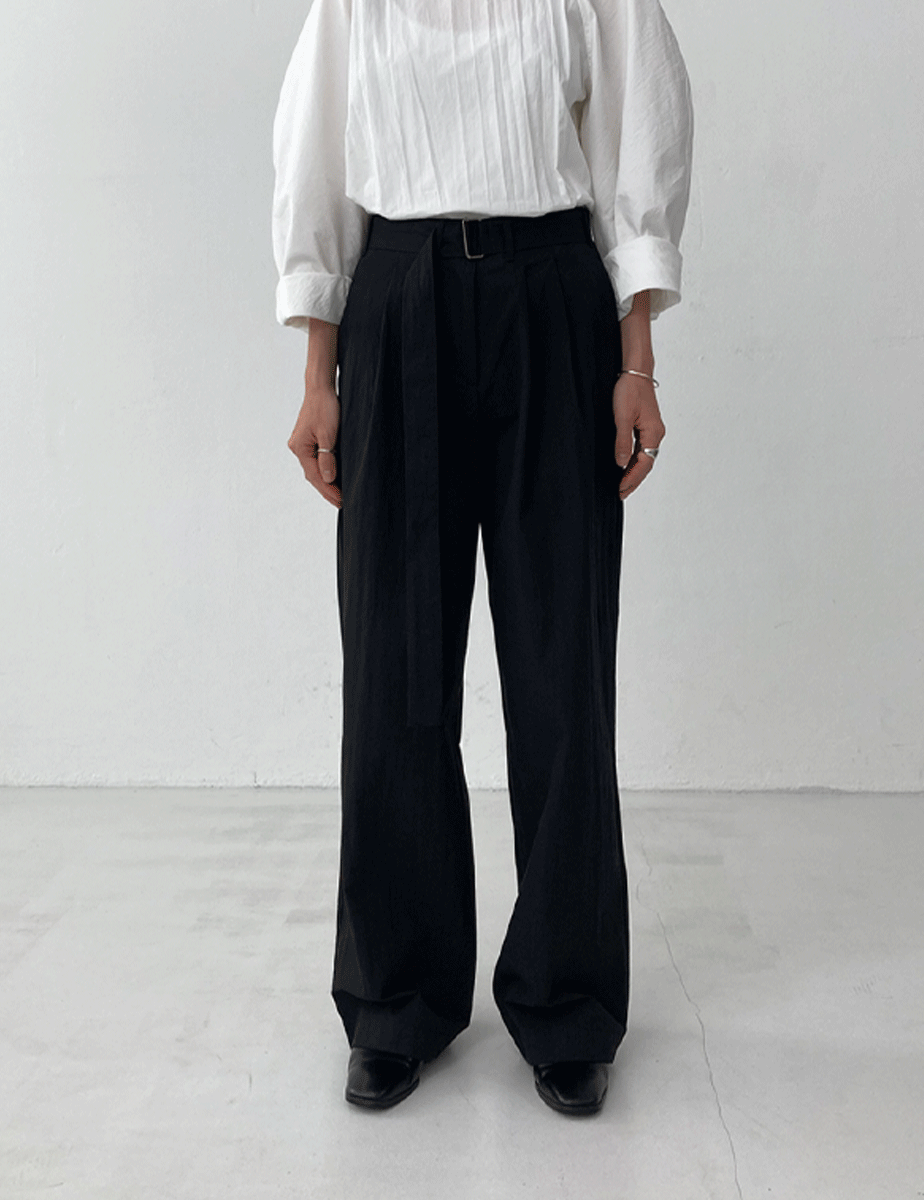 belt wide pants (2color)