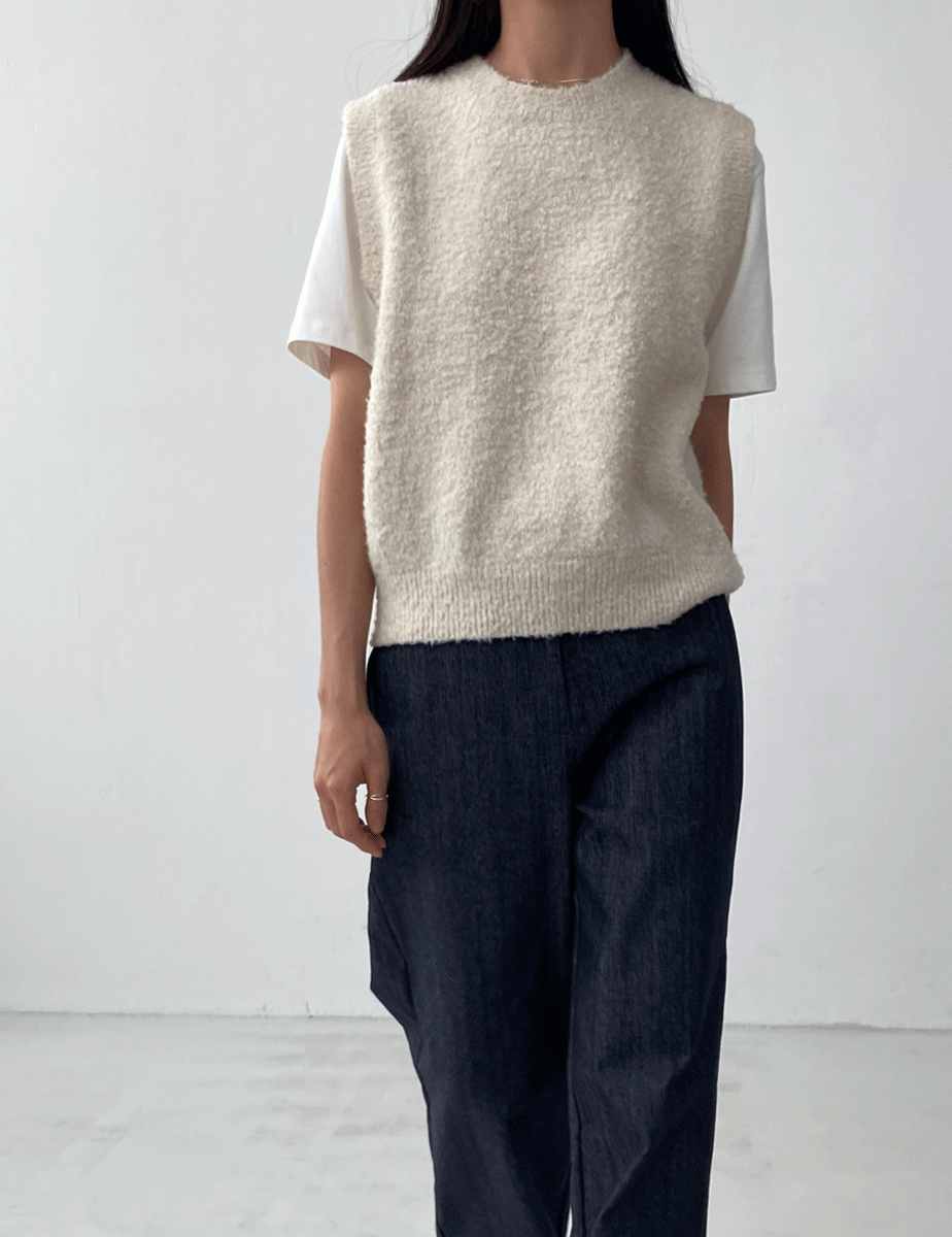 wool boucle knit vest (4color)
