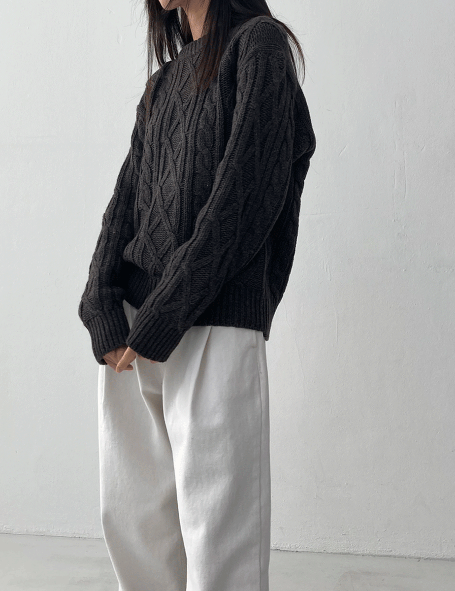 wool fisherman knit (3color)