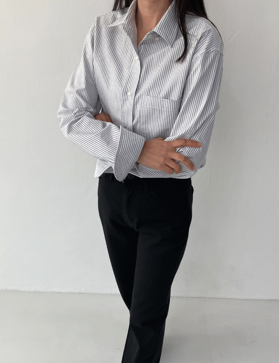modern stripe collar shirt (2color)