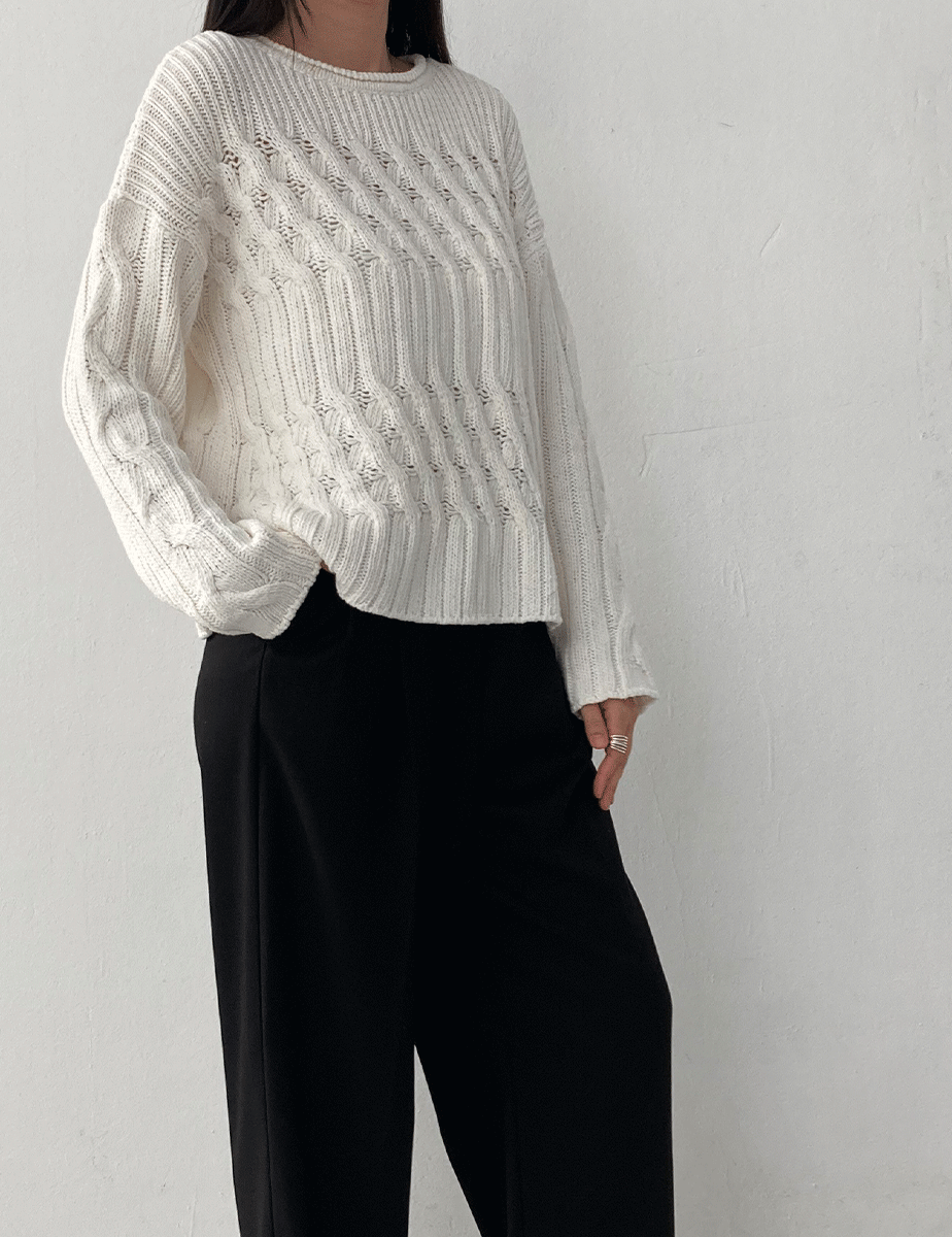 lazy cable knit (3color)