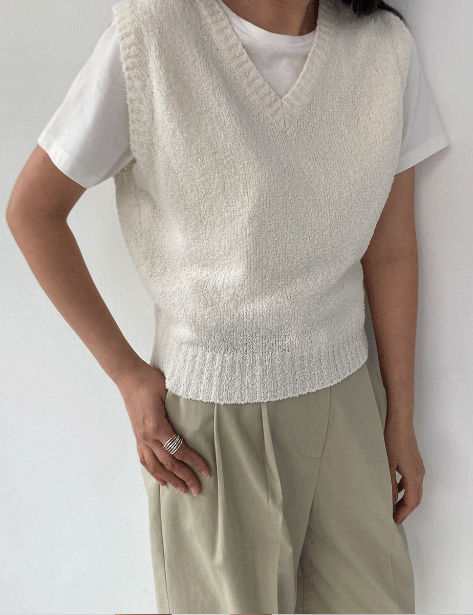 boucle simple vest  (4color)