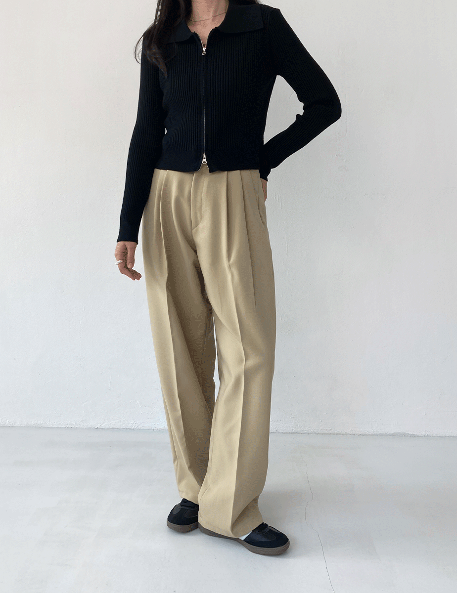 [베이지 S당일] pleated wide slacks (2color)