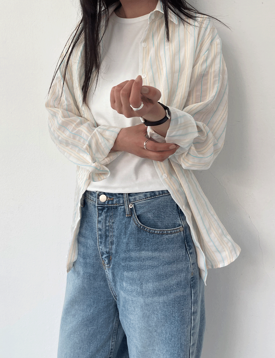 [원단품절]wearable multi stripe shirt (2color)