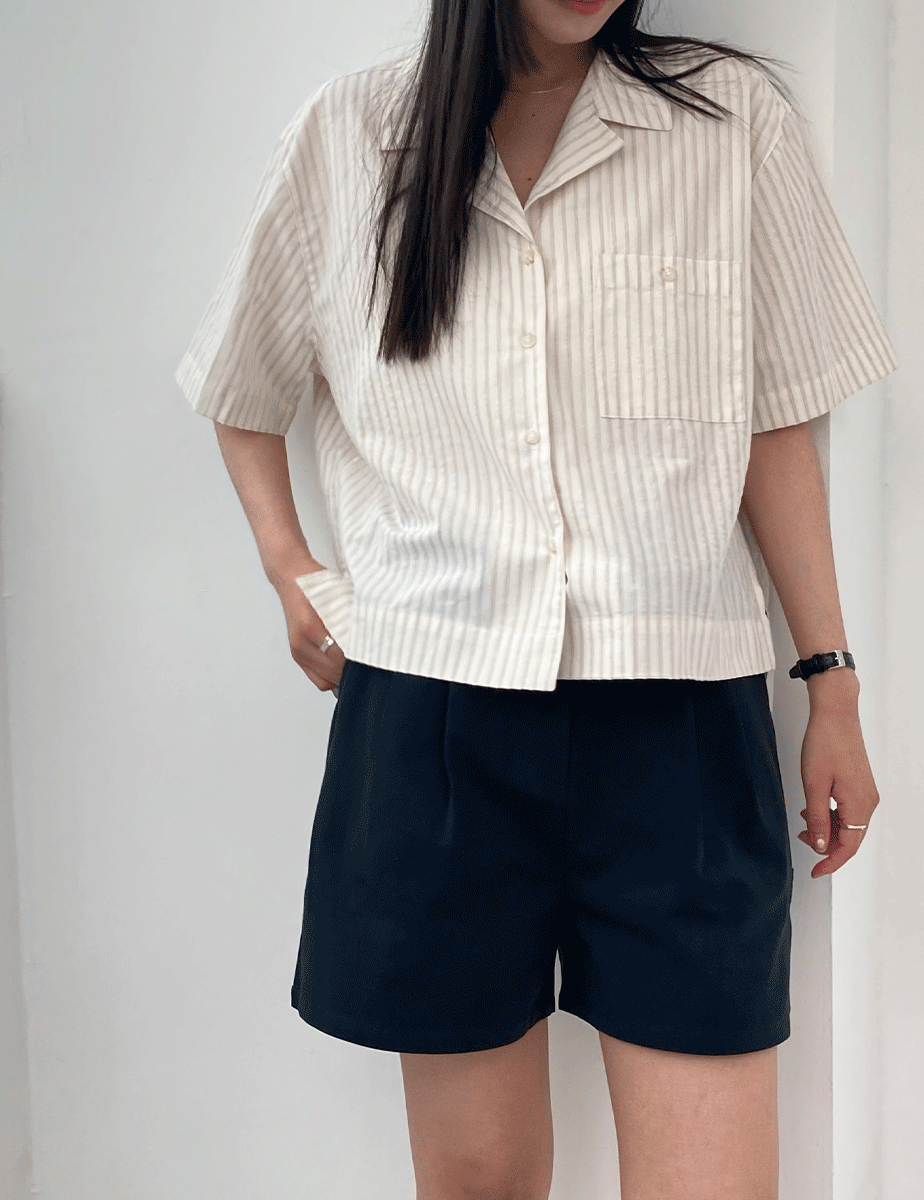 daily cotton stripe shirt (2color)