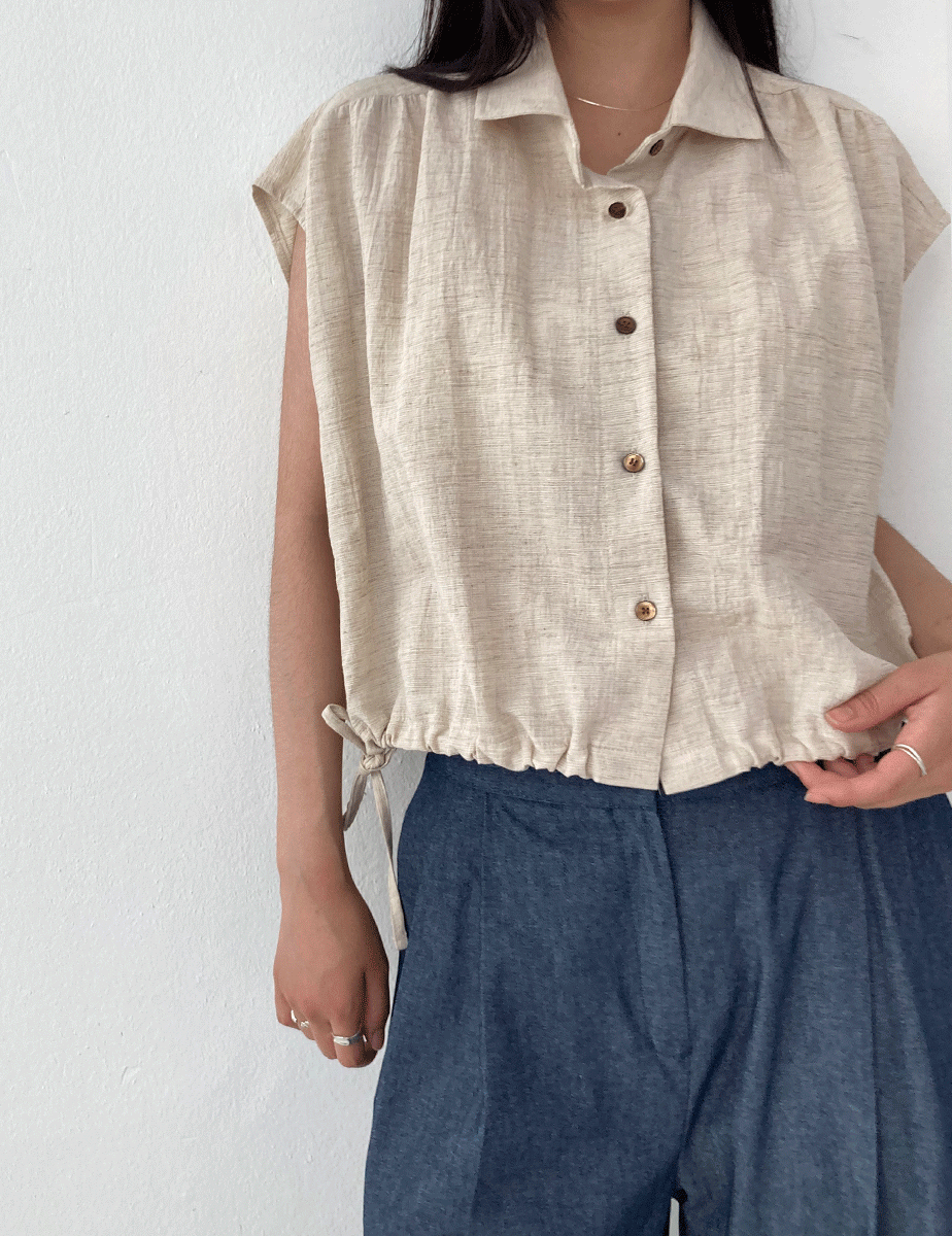 linen sleeveless shirt (2color)