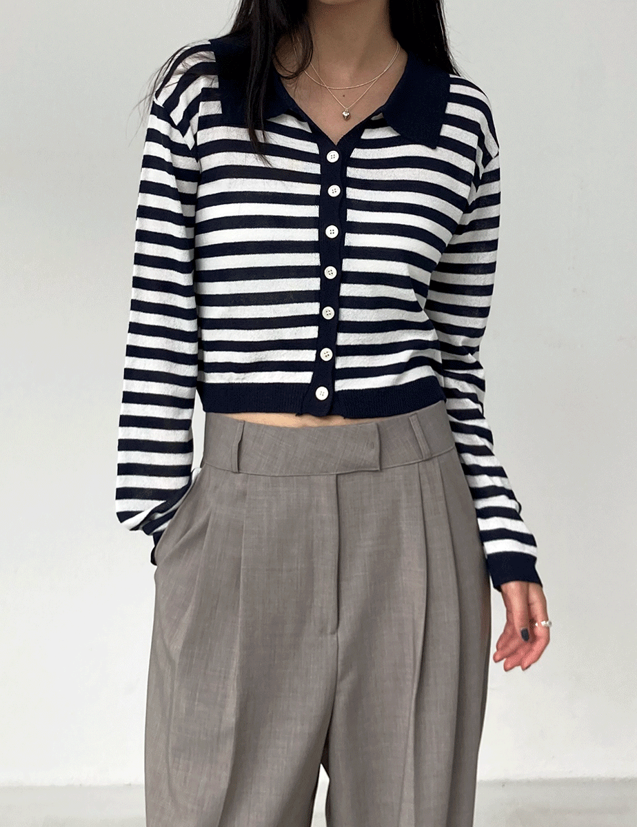 linen stripe cardigan (2color)