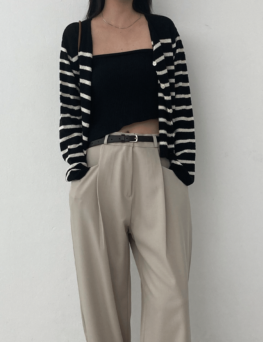 flat stripe cardigan (2color)