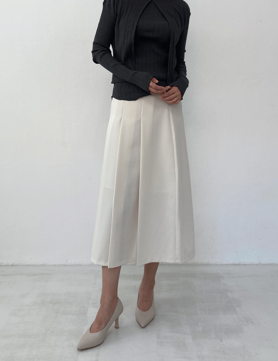 creamy pintuck skirt (2color)
