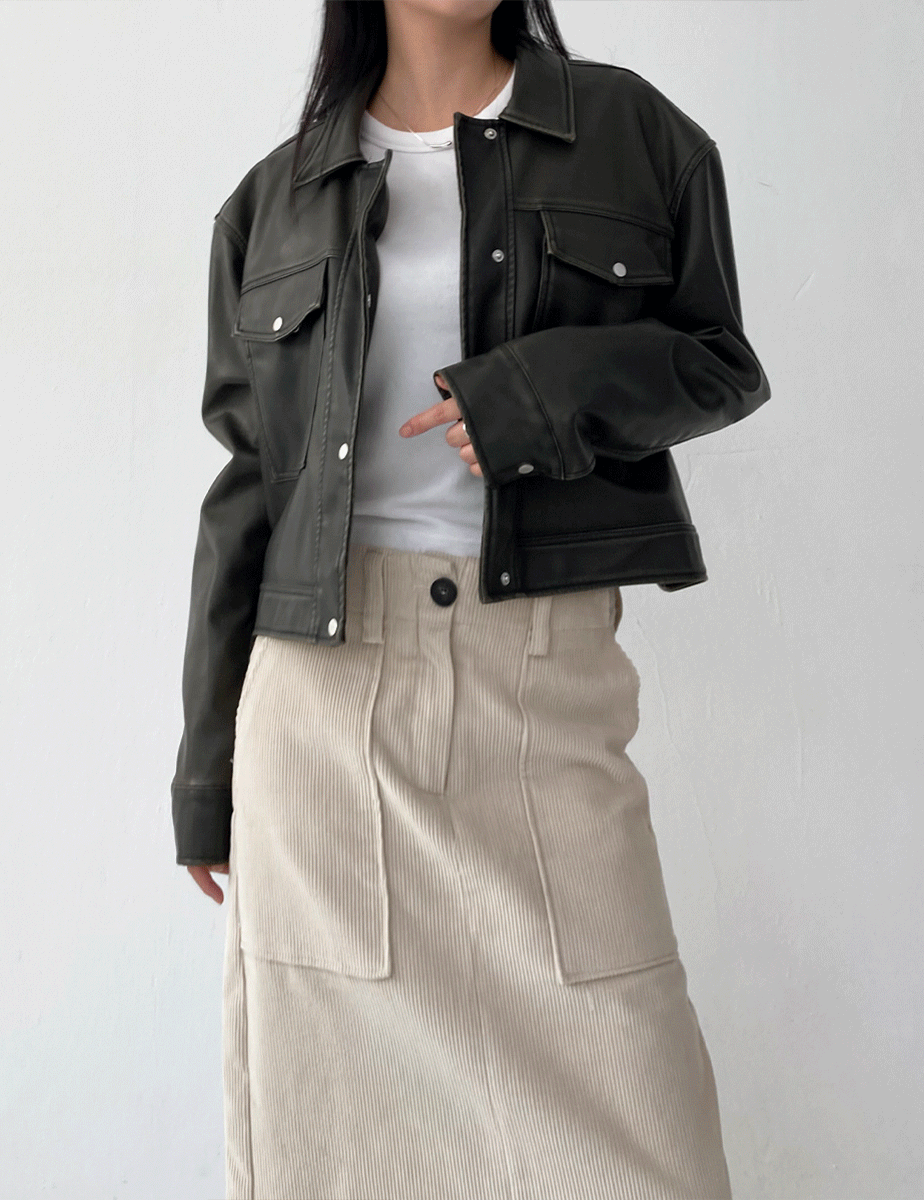 vintage crop jacket (2color)