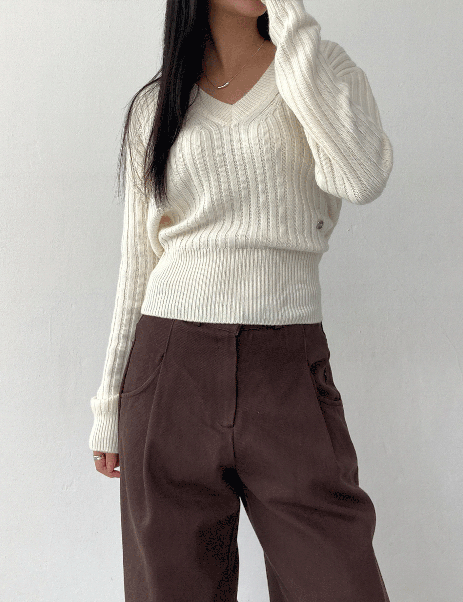 cashmere back point knit (3color)