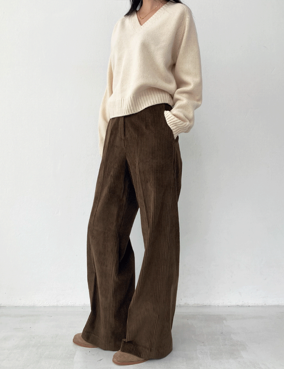 essential corduroy wide pants (3color)