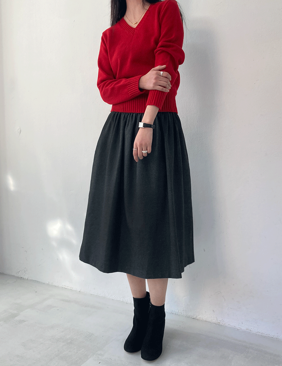 pleated wool skirt (2color)